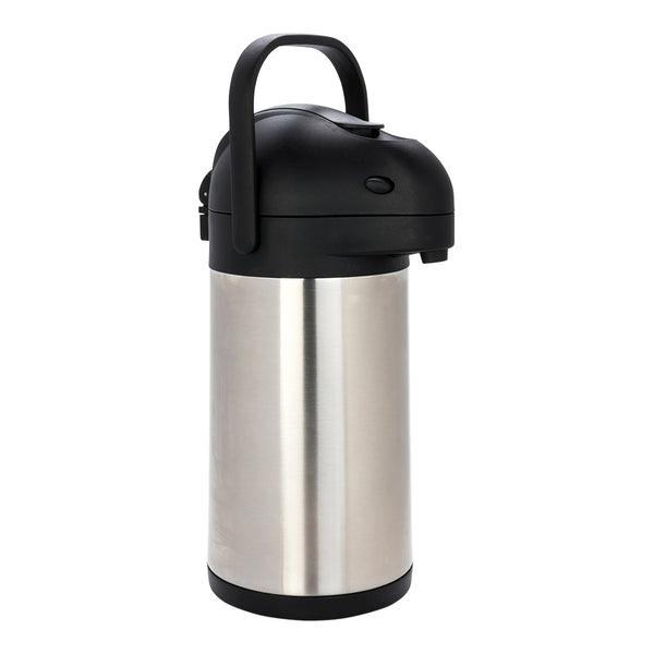Restaurantware Met Lux 2.2L Silver Stainless Steel Airpot Coffee Dispenser - Pump Lever 24 Hr Heat Retention - 6" X 6" X 14" - 1 Count Box