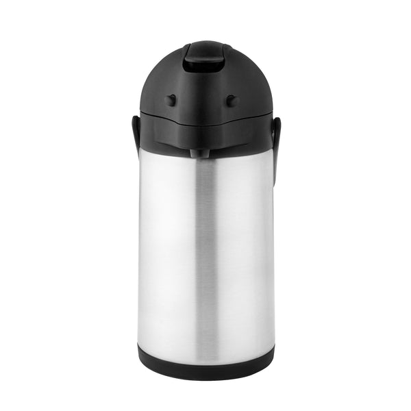 Restaurantware Met Lux 2.2L Silver Stainless Steel Airpot Coffee Dispenser - Pump Lever 24 Hr Heat Retention - 6" X 6" X 14" - 1 Count Box