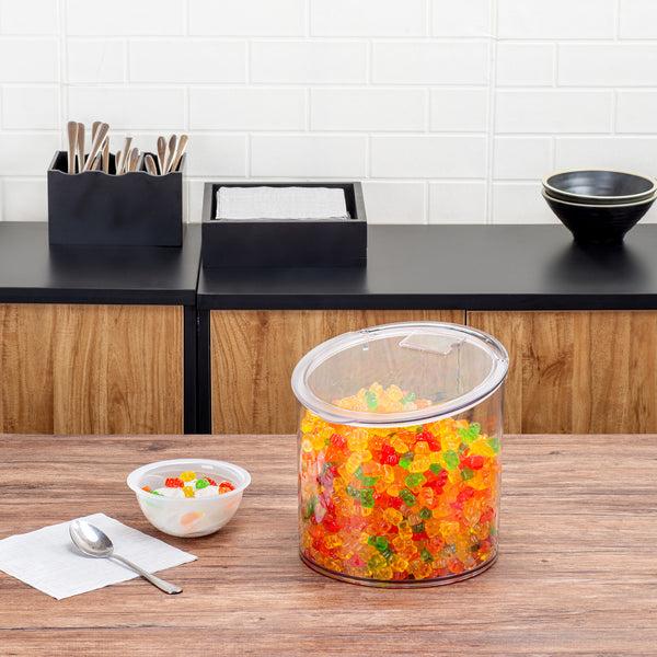 Restaurantware Met Lux 2.6 Gal Clear Plastic Storage Jar - With Hinged Lid - 9 3/4" X 9 3/4" X 8 1/4" - 1 Count Box