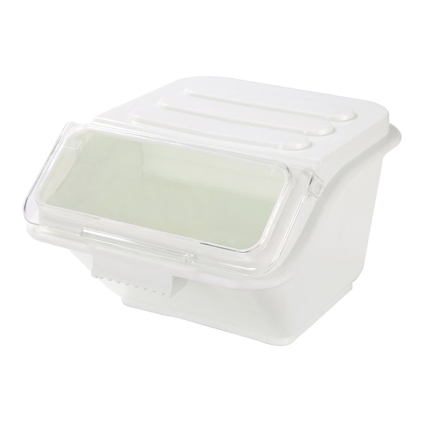 Restaurantware Met Lux 2.6 Gal Rectangle White Shelf Ingredient Bin - With 1/2 Cup Measuring Spoon - 1 Count Box