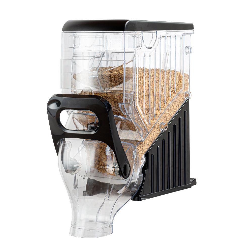 restaurantware Met Lux 2 Gal Black Plastic Cereal Dispenser - with Stand - 17" x 13" x 6" - 1 count box