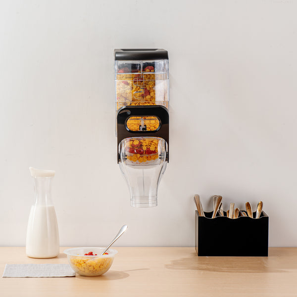 Restaurantware Met Lux 2 Gal Black Plastic Wall Mount Cereal Dispenser - 17 1/4" X 13 1/2" X 6" - 1 Count Box