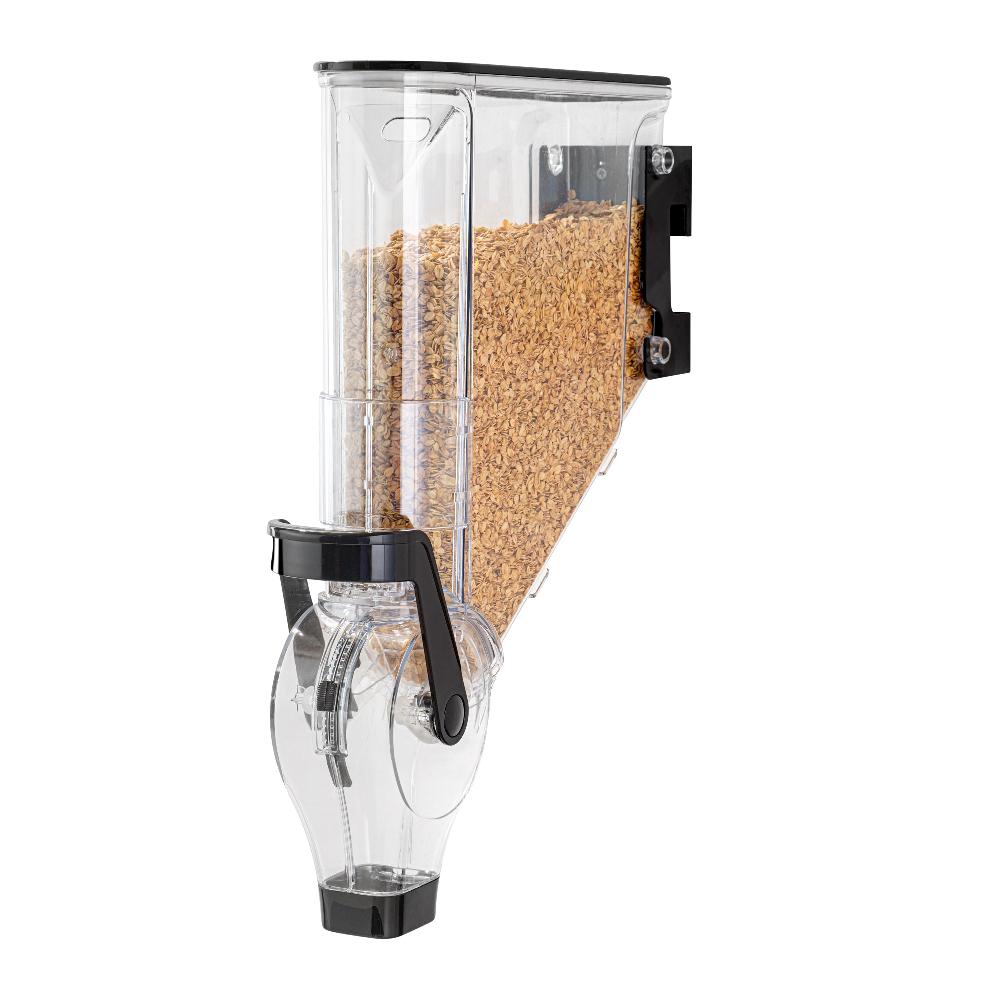 restaurantware Met Lux 2 Gal Black Plastic Wall Mount Cereal Dispenser - 20 3/4" x 13 3/4" x 4" - 1 count box