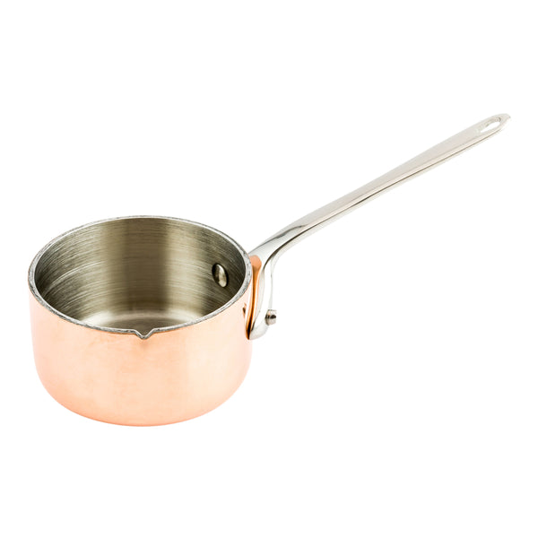 Restaurantware Met Lux 2 Oz Copper Stainless Steel Mini Sauce Pan - Easy Pour Lip - 5" X 2 1/4" X 2" - 1 Count Box