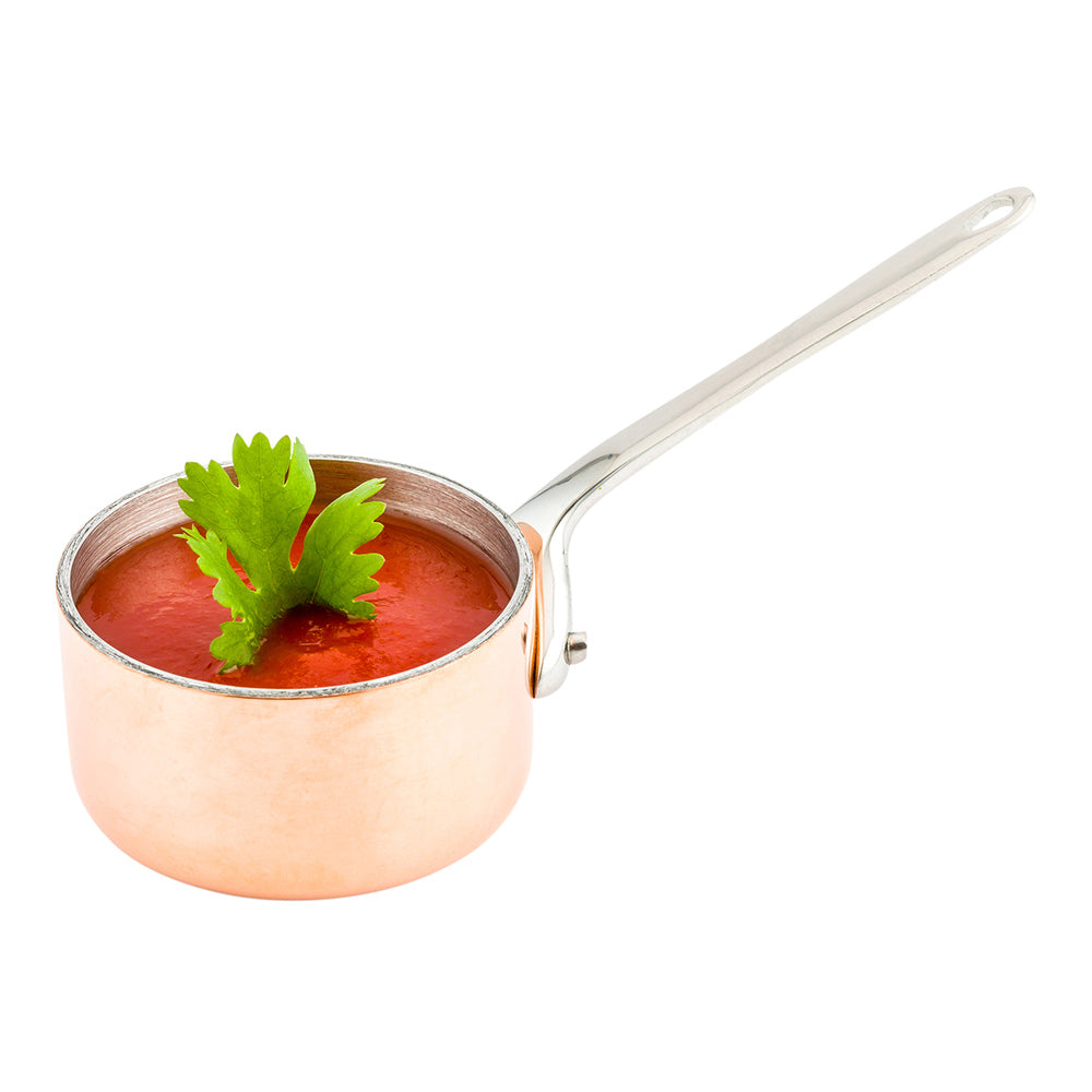 restaurantware Met Lux 2 oz Copper Stainless Steel Mini Sauce Pan - 5" x 2" x 2" - 1 count box