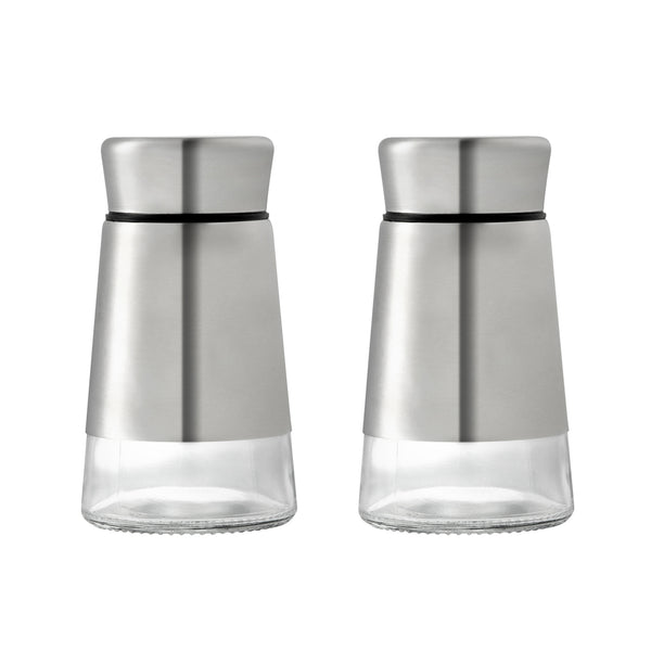 Restaurantware Met Lux 2 Oz Stainless Steel Salt And Pepper Shaker Set - 1 Count Box