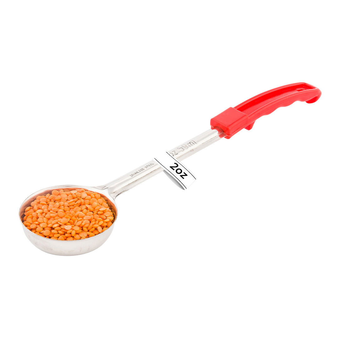 restaurantware Met Lux 2 oz Stainless Steel Spoodle - Solid with Red Handle - 1 count box