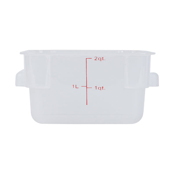 Restaurantware Met Lux 2 Qt Square Translucent Plastic Food Storage Container - With Red Volume Markers - 7" X 7" X 4" - 10 Count Box