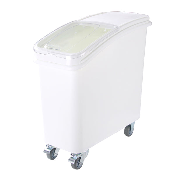 Restaurantware Met Lux 21 Gal Rectangle White Mobile Ingredient Storage Bin - With Lid - 29" X 13" X 29 1/4" - 1 Count Box