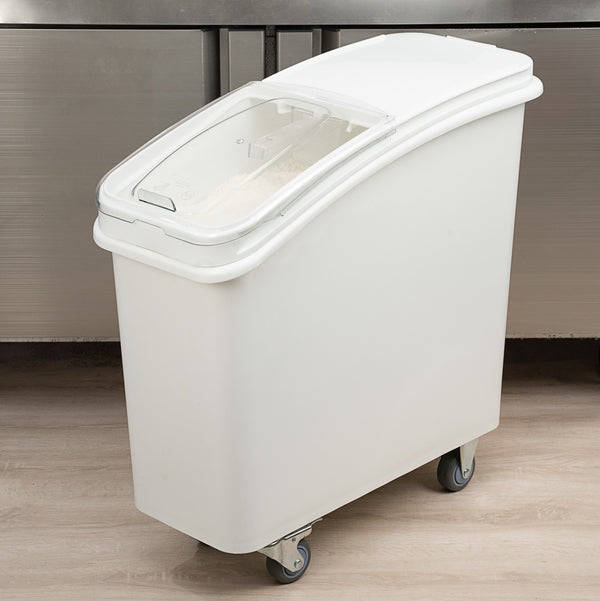 Restaurantware Met Lux 21 Gal Rectangle White Mobile Ingredient Storage Bin - With Lid - 29" X 13" X 29 1/4" - 1 Count Box