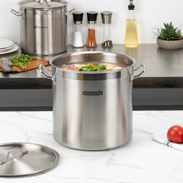 Restaurantware Met Lux 21 Qt Stainless Steel Stock Pot - Induction Ready - 1 Count Box