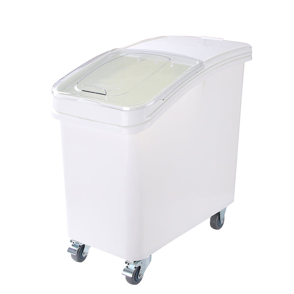 Restaurantware Met Lux 27 Gal Rectangle White Mobile Ingredient Bin - With Lid - 29 1/2" X 15 1/2" X 28" - 1 Count Box