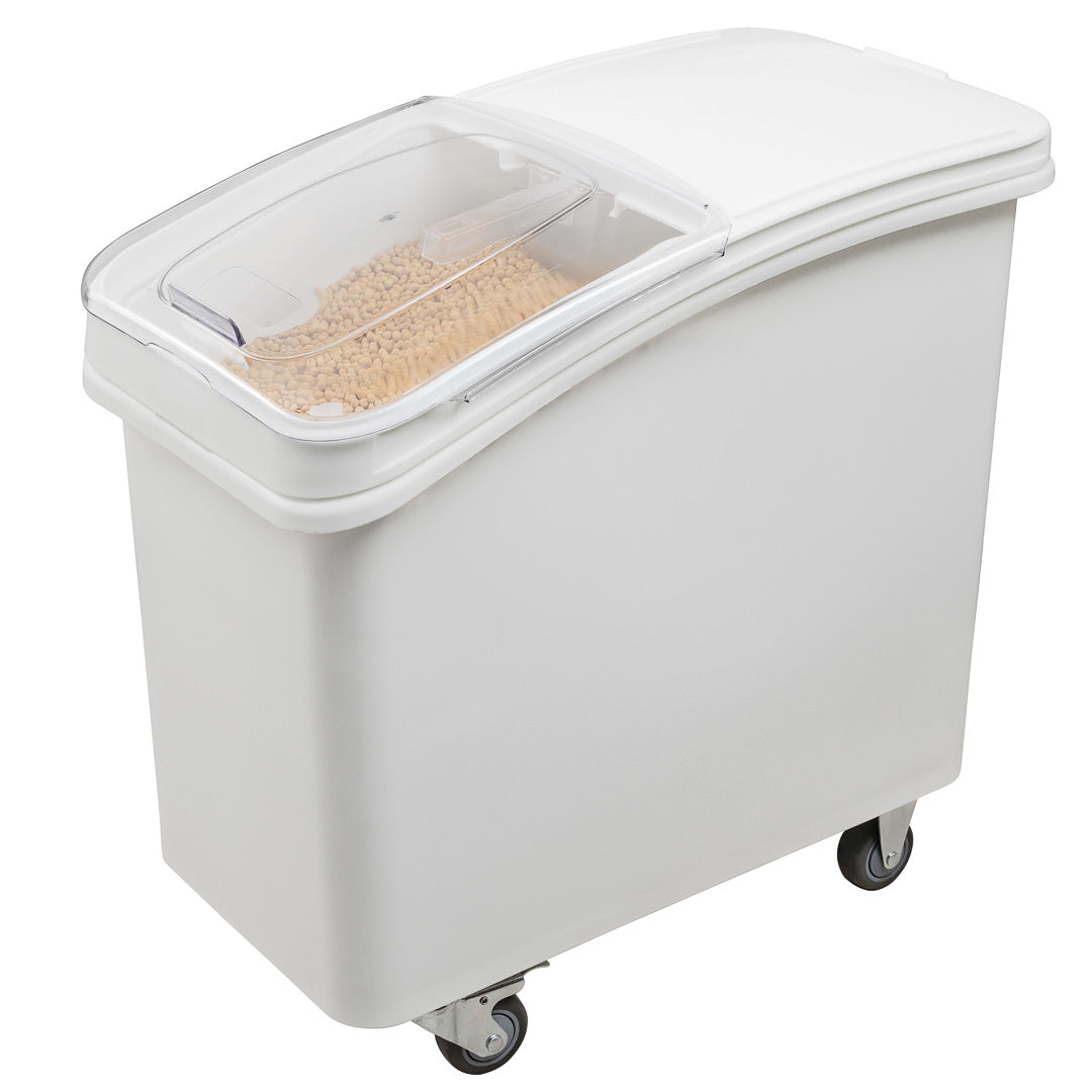 restaurantware Met Lux 27 gal Rectangle White Mobile Ingredient Bin - with Lid - 29 1/2" x 15 1/2" x 28" - 1 count box