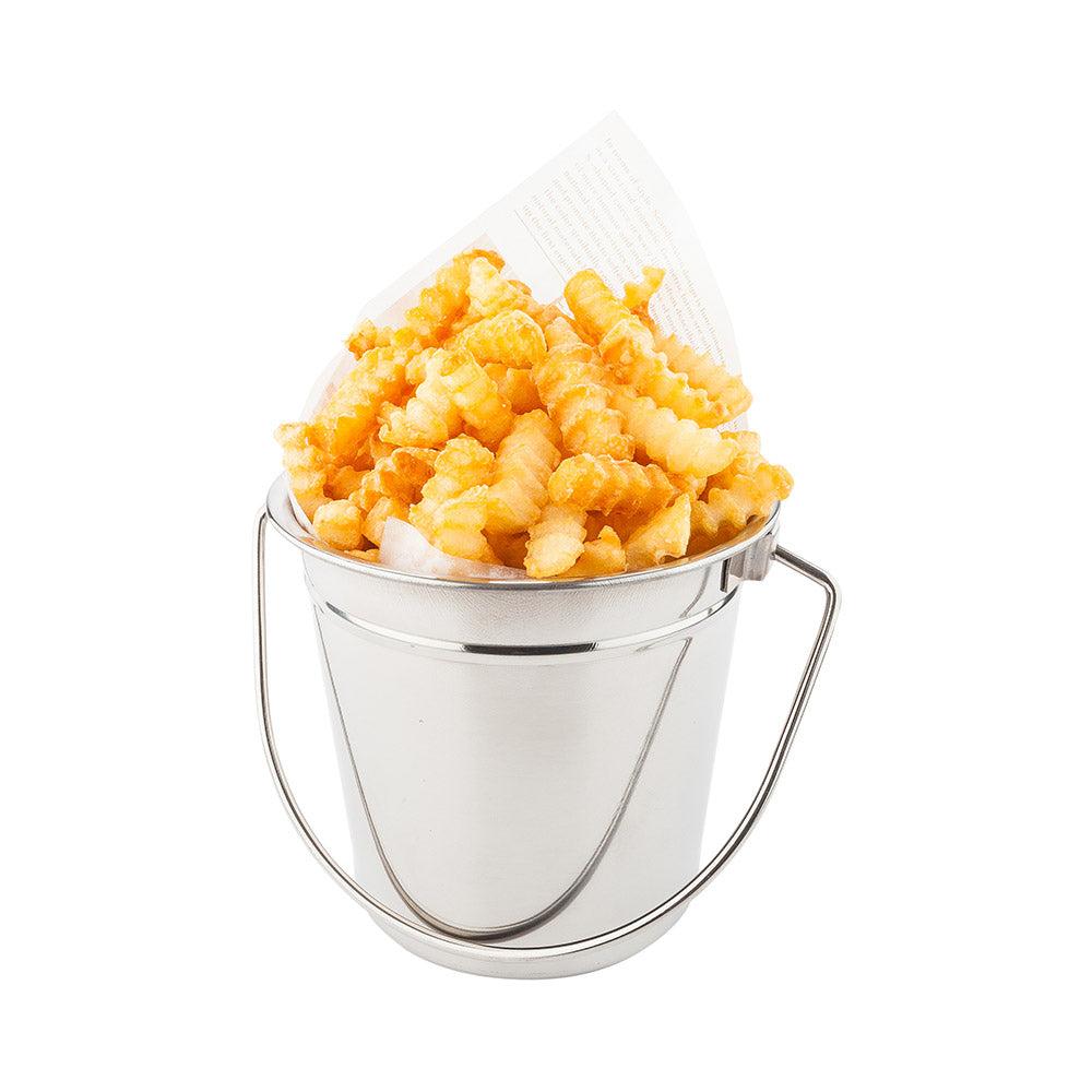 restaurantware Met Lux 28 oz Round Silver Stainless Steel Medium Pail - 5 1/2" x 5 1/2" x 5" - 1 count box