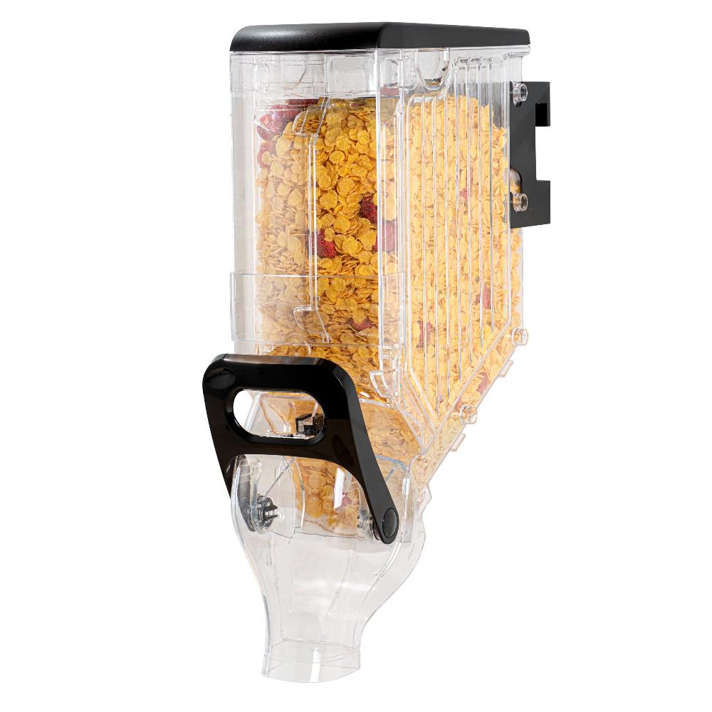 restaurantware Met Lux 3.5 Gal Black Plastic Wall Mount Cereal Dispenser - 22 1/2" x 13 1/2" x 6" - 1 count box