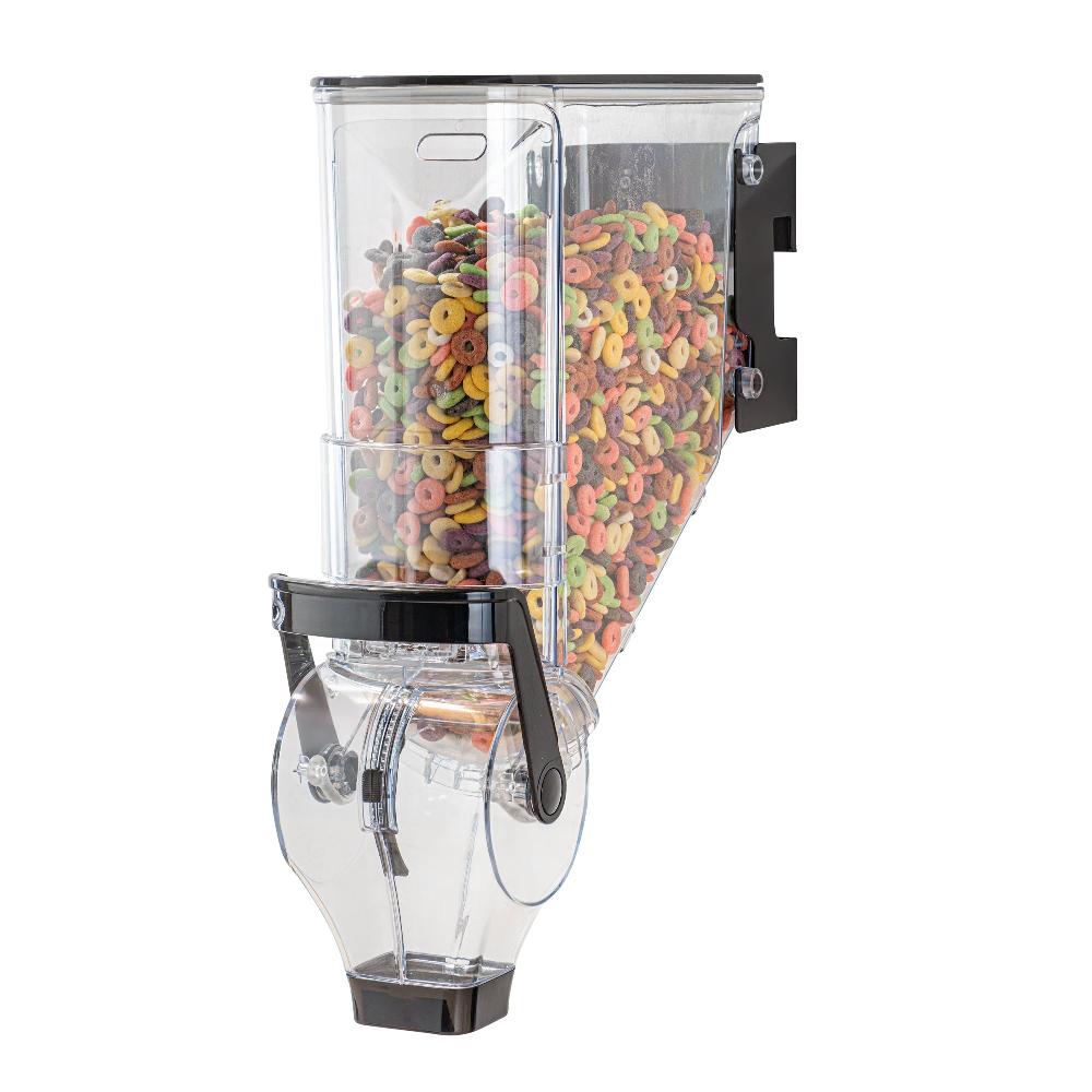 restaurantware Met Lux 3.5 Gal Black Plastic Wall Mount Cereal Dispenser - 20 3/4" x 13 3/4" x 6" - 1 count box