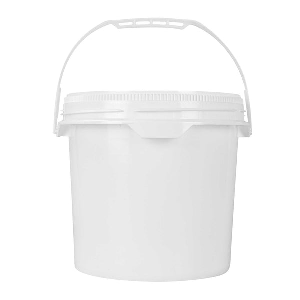 Restaurantware Met Lux 3.5 Gal Round White Plastic Screw Top Pail - UN Rated - 11 1/4" X 11 1/4" X 11 1/2" - 1 Count Box