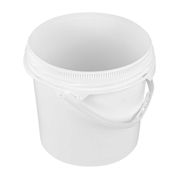 Restaurantware Met Lux 3.5 Gal Round White Plastic Screw Top Pail - UN Rated - 11 1/4" X 11 1/4" X 11 1/2" - 1 Count Box