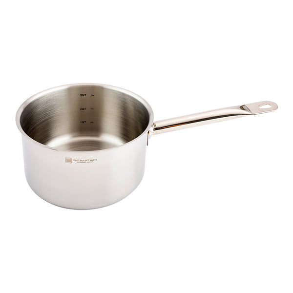 Restaurantware Met Lux 3.5 Qt Stainless Steel Sauce Pan - Induction Ready Single Handle - 1 Count Box