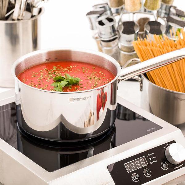 Restaurantware Met Lux 3.5 Qt Stainless Steel Sauce Pan - Induction Ready Single Handle - 1 Count Box