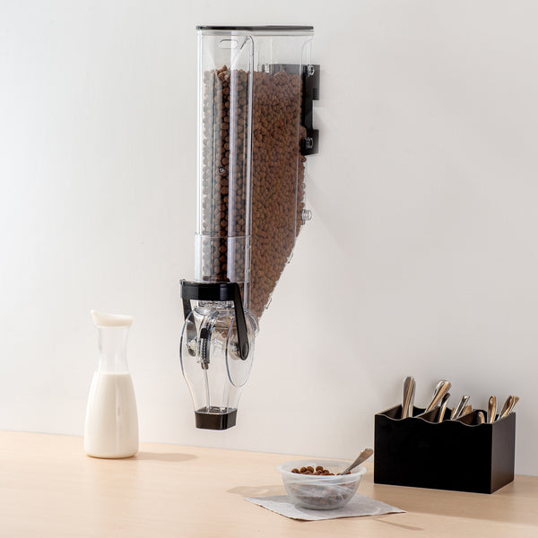 Restaurantware Met Lux 3 Gal Black Plastic Wall Mount Cereal Dispenser - 26 1/2" X 13 3/4" X 4" - 1 Count Box