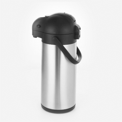 Restaurantware Met Lux 3L Silver Stainless Steel Airpot Coffee Dispenser - Pump Lever 24 Hr Heat Retention - 6" X 6" X 16" - 1 Count Box