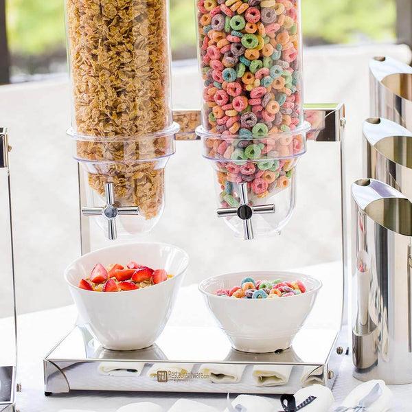 Restaurantware Met Lux 3L Stainless Steel Cereal Dispenser - 2 Compartments - 8" X 13" X 25" - 1 Count Box
