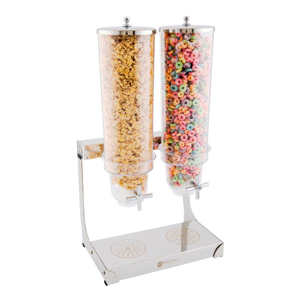 restaurantware Met Lux 3L Stainless Steel Cereal Dispenser - 2 Compartments - 8" x 13" x 25" - 1 count box