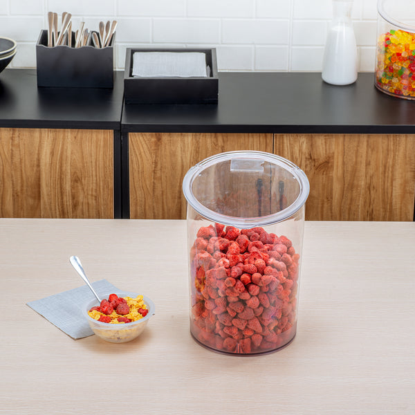 Restaurantware Met Lux 4 Gal Clear Plastic Storage Jar - With Hinged Lid - 9 3/4" X 9 3/4" X 13 3/4" - 1 Count Box