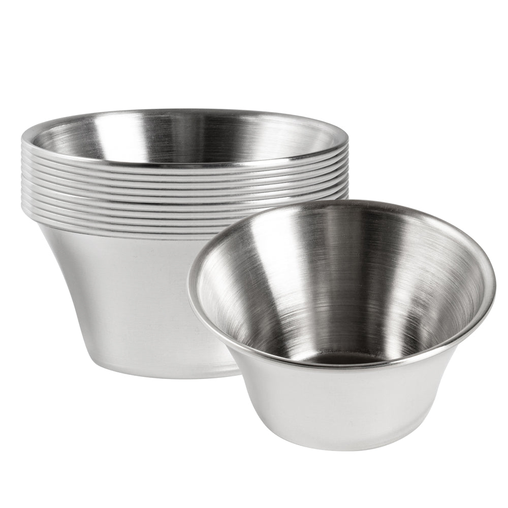 restaurantware Met Lux 4 oz Stainless Steel Condiment Cup - 3" x 3" x 1 1/2" - 10 count box