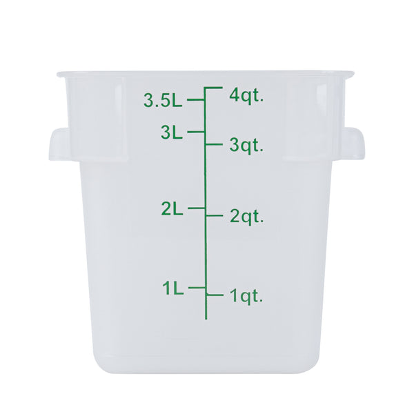 Restaurantware Met Lux 4 Qt Square Translucent Plastic Food Storage Container - With Green Volume Markers - 7" X 7" X 7 1/2" - 10 Count Box