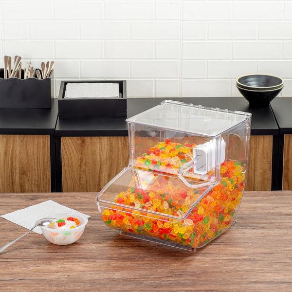 Restaurantware Met Lux 5.25 Gal Clear Plastic Topping Bin - 80 Cup With Scoop - 16" X 11 3/4" X 13" - 1 Count Box