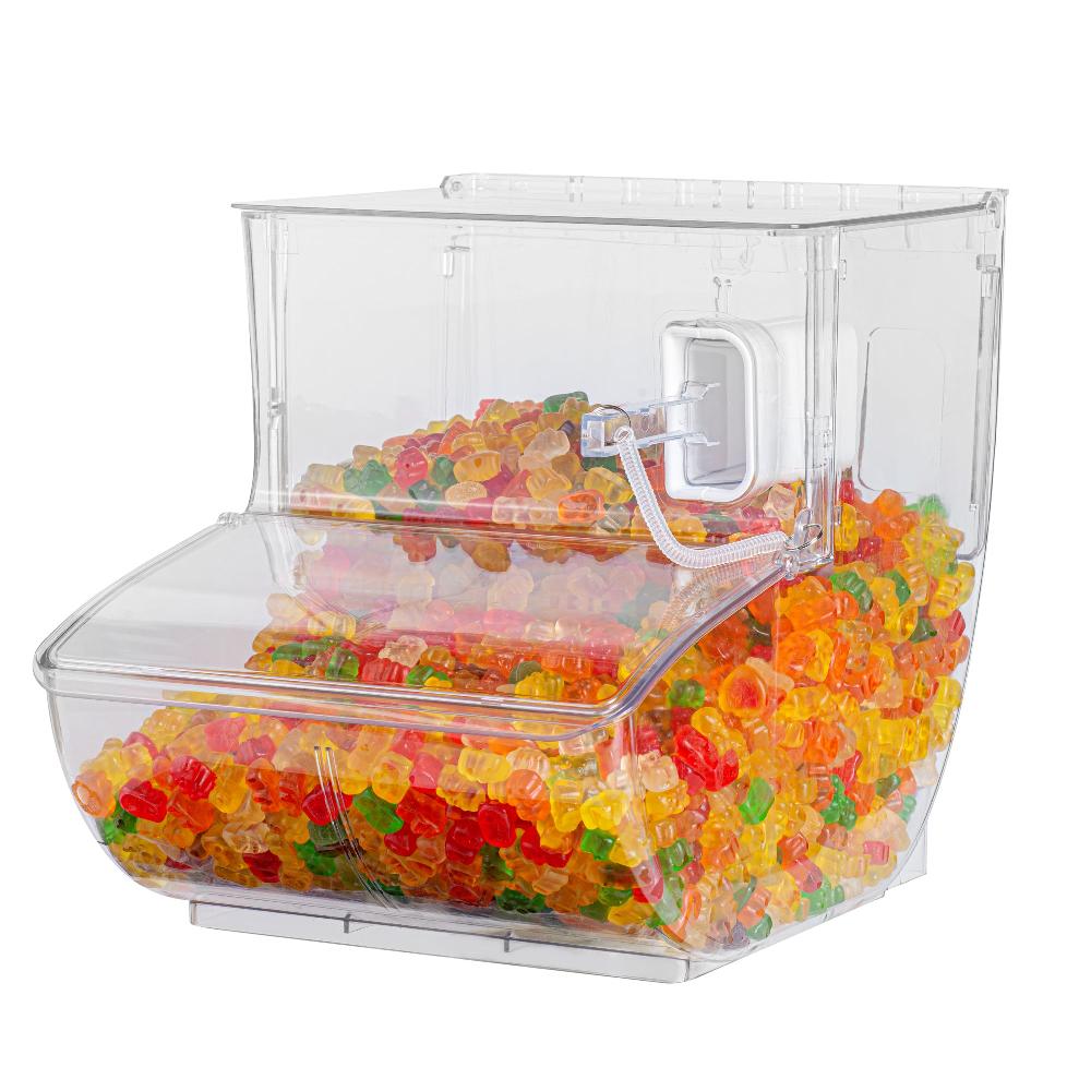 restaurantware Met Lux 5.25 Gal Clear Plastic Topping Bin - 80 Cup with Scoop - 16" x 11 3/4" x 13" - 1 count box