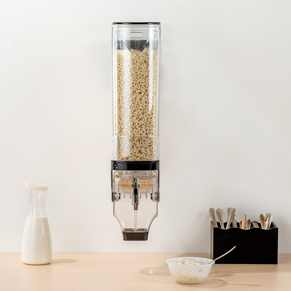 Restaurantware Met Lux 5 Gal Black Plastic Wall Mount Cereal Dispenser - 26 1/2" X 13 3/4" X 6" - 1 Count Box