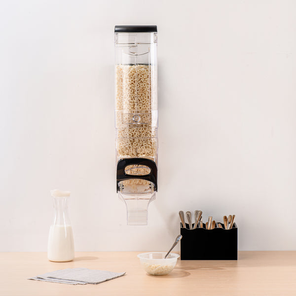 Restaurantware Met Lux 5 Gal Black Plastic Wall Mount Cereal Dispenser - 28" X 13 1/2" X 6" - 1 Count Box
