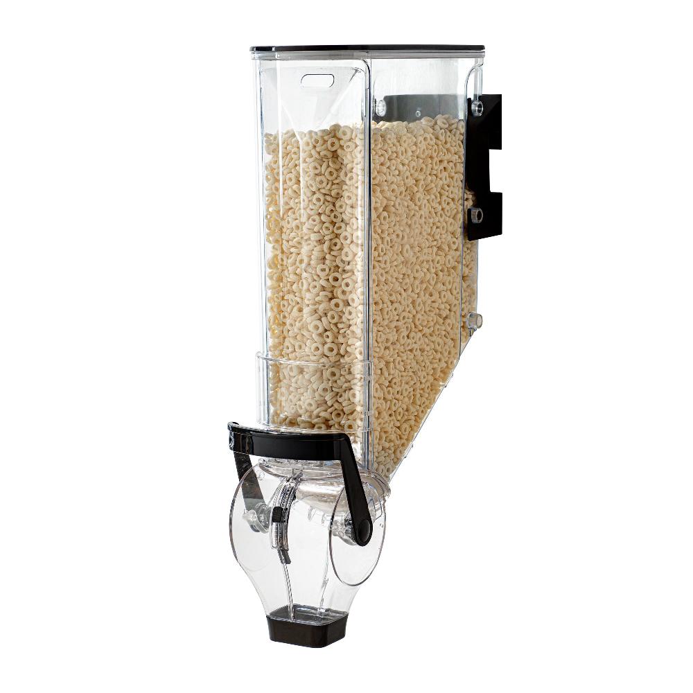 restaurantware Met Lux 5 Gal Black Plastic Wall Mount Cereal Dispenser - 26 1/2" x 13 3/4" x 6" - 1 count box