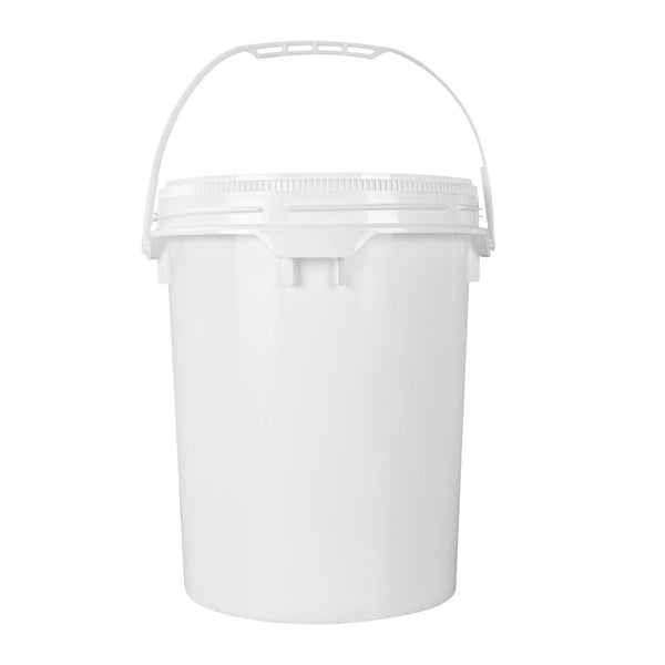 Restaurantware Met Lux 5 Gal Round White Plastic Screw Top Pail - UN Rated - 11 1/4" X 11 1/4" X 15 1/4" - 1 Count Box