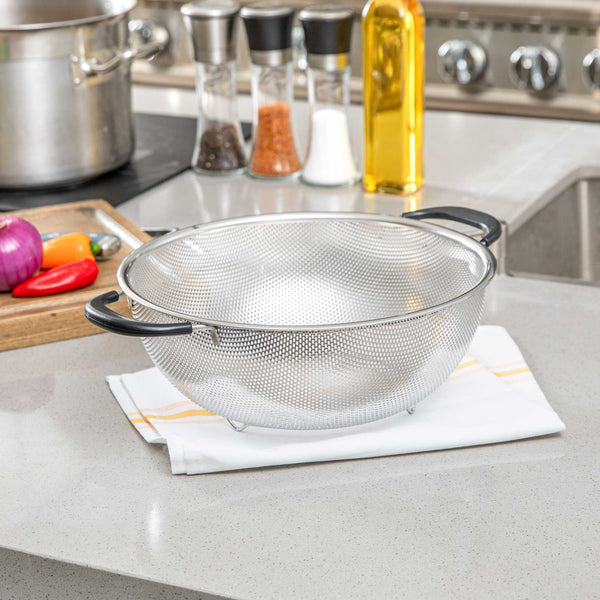 Restaurantware Met Lux 5 Qt Stainless Steel Mesh Colander - With Handles - 1 Count Box