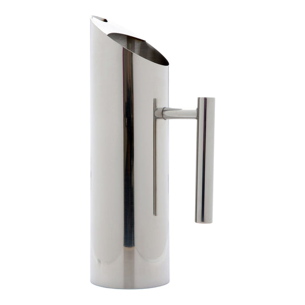 Restaurantware Met Lux 50 Oz Round Polished Stainless Steel Water Pitcher - 3 1/2" X 3 1/2" X 11 3/4" - 1 Count Box