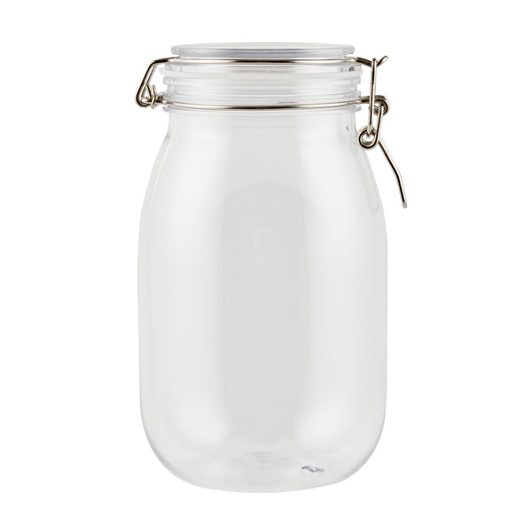 Restaurantware Met Lux 56 Oz Round Clear Plastic Storage Jar - With Hinged Lid - 4 3/4" X 4 3/4" X 8 1/4" - 20 Count Box