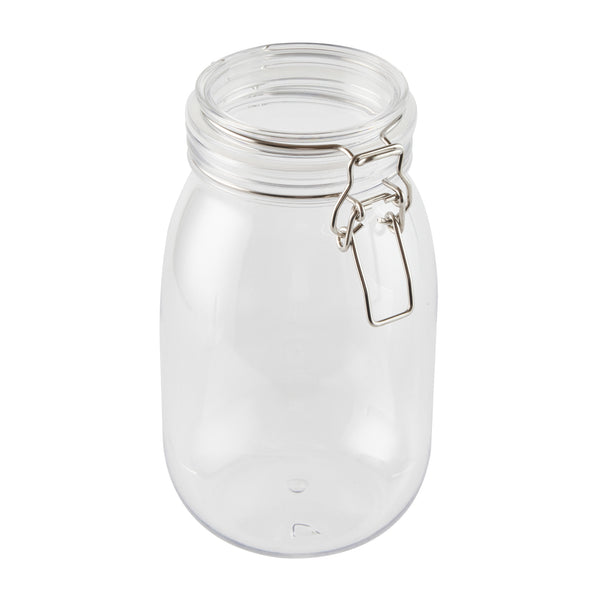Restaurantware Met Lux 56 Oz Round Clear Plastic Storage Jar - With Hinged Lid - 4 3/4" X 4 3/4" X 8 1/4" - 20 Count Box