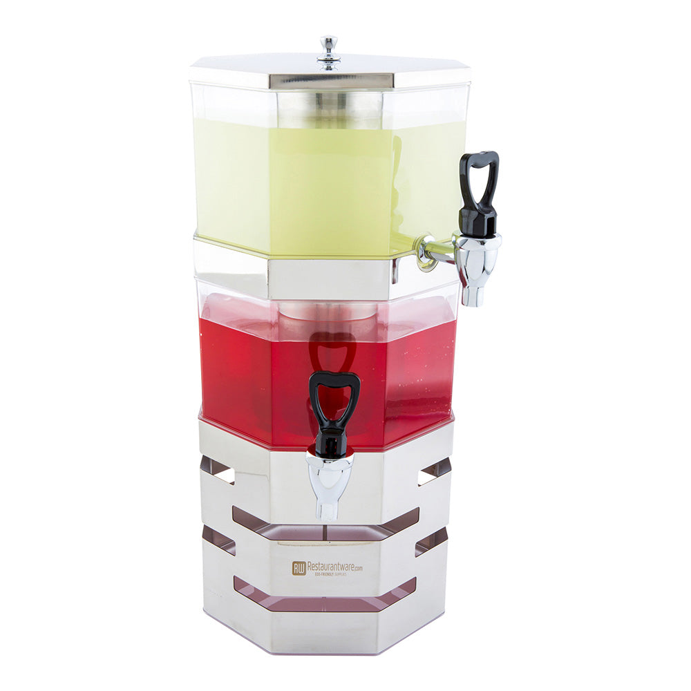 restaurantware Met Lux 5L Pentagon Stainless Steel Additional Stackable Juice Dispenser - Body Not Included - 9" x 9" x 6 1/2" - 1 count box