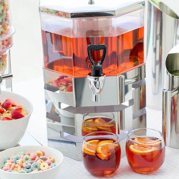 Restaurantware Met Lux 5L Pentagon Stainless Steel Stackable Juice Dispenser - With Body - 9 3/4" X 9 3/4" X 15" - 1 Count Box