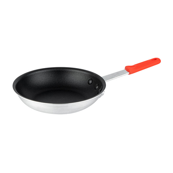 Restaurantware Met Lux 6 Aluminum 8" Non-Stick Fry Pans And 6 Red Silicone Pan Handle Sleeves