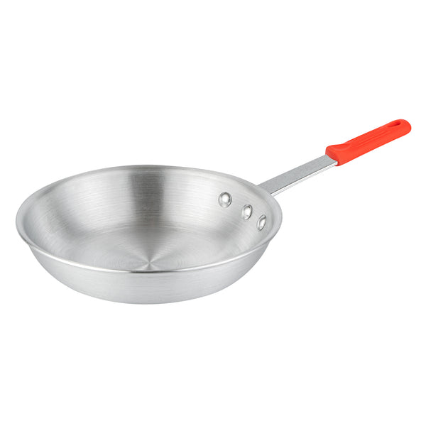 Restaurantware Met Lux 6 Aluminum 9" Fry Pans And 6 Red Silicone Pan Handle Sleeves
