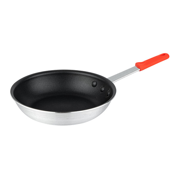 Restaurantware Met Lux 6 Aluminum 9" Non-Stick Fry Pans And 6 Red Silicone Pan Handle Sleeves
