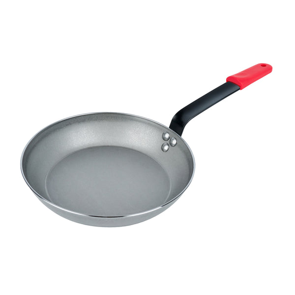 Restaurantware Met Lux 6 Carbon Steel 10" Non-Stick Fry Pans And 6 Red Silicone Pan Handle Sleeves