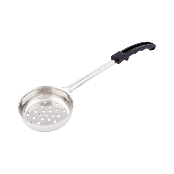 Restaurantware Met Lux 6 Oz Stainless Steel Spoodle - Perforated With Black Handle - 1 Count Box