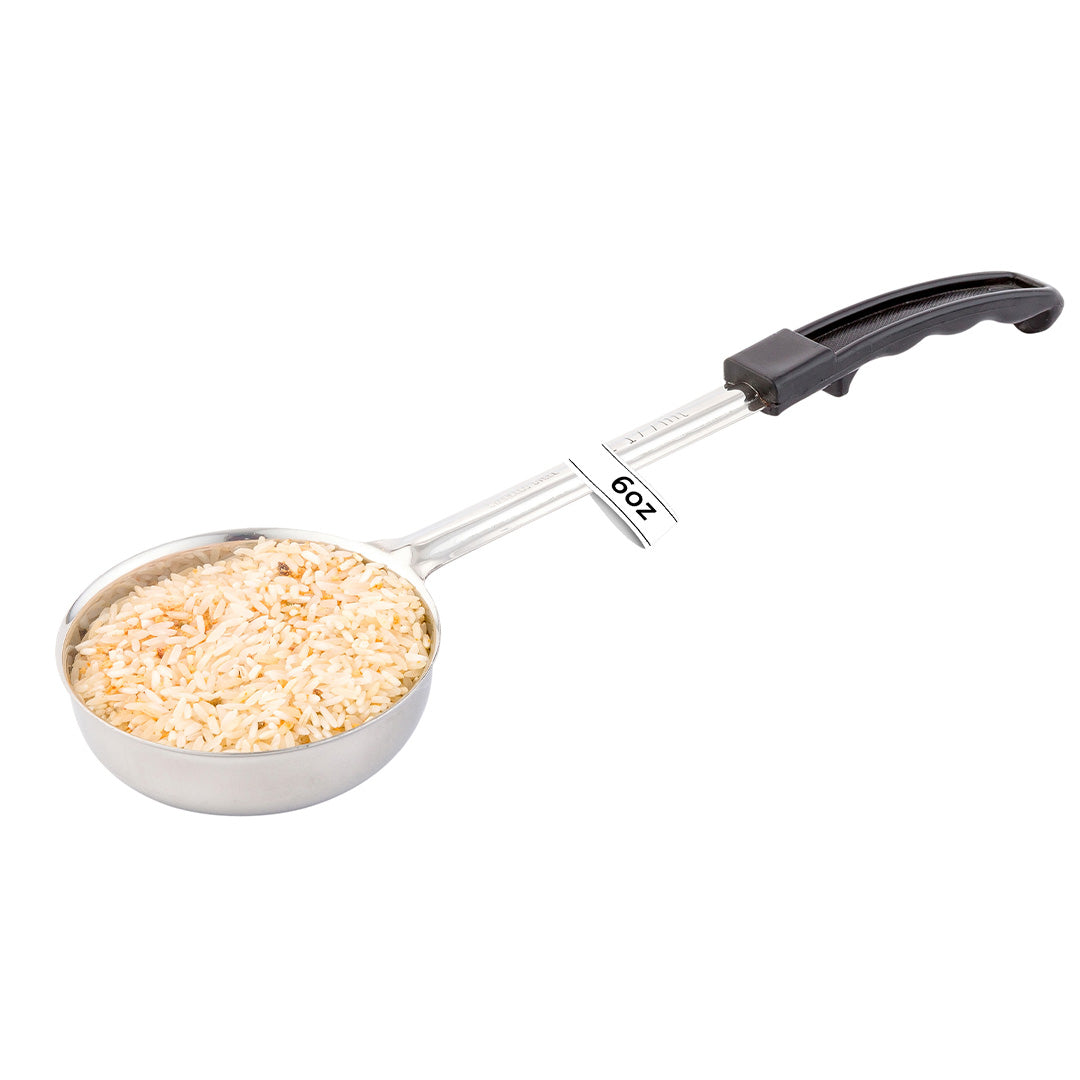 restaurantware Met Lux 6 oz Stainless Steel Spoodle - Solid with Black Handle - 1 count box
