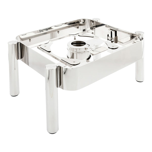 Restaurantware Met Lux 6 Qt Rectangle Stainless Steel Straight Leg Stand - Fits Half Size Rectangle Chafer - 1 Count Box